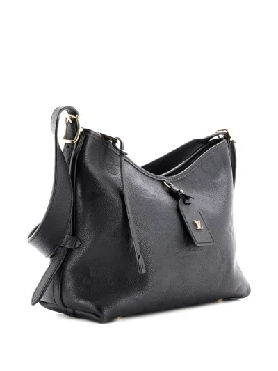 Pre-owned Louis Vuitton Carryall Monogram Empreinte Giant Pm Hobo Bag In Black