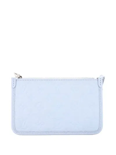 Pre-owned Louis Vuitton Carryall Pochette Monogram Empreinte Leather Mm Pouch In Blue