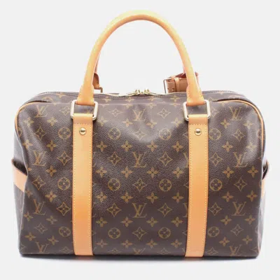 Pre-owned Louis Vuitton Carryall Travel Duffle Bag Monogram Canvas Leather In Brown