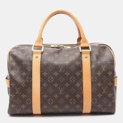 Pre-owned Louis Vuitton Carryall Travel Duffle Handbag Monogram Canvas In Brown