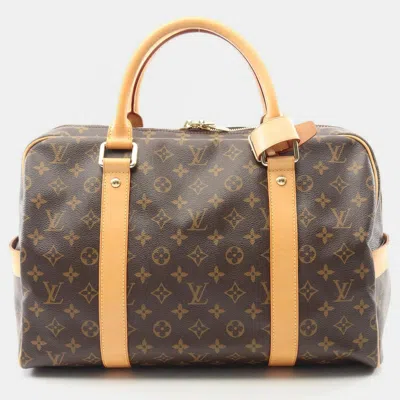 Pre-owned Louis Vuitton Carryall Travel Duffle Handbag Monogram Canvas In Brown
