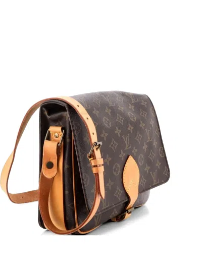 Pre-owned Louis Vuitton Cartouchiere Handbag Monogram Canvas Gm Crossbody Bag In Brown