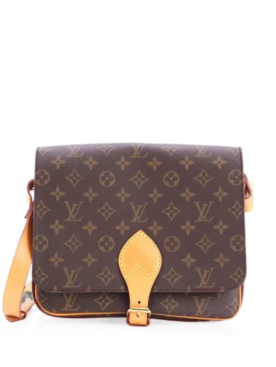 Pre-owned Louis Vuitton Cartouchiere Handbag Monogram Canvas Gm Crossbody Bag In Brown
