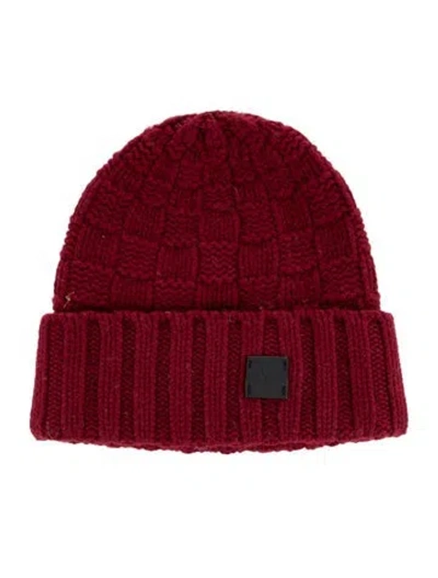 Pre-owned Louis Vuitton Cashmere Damier Helsinki Beanie In Burgundy