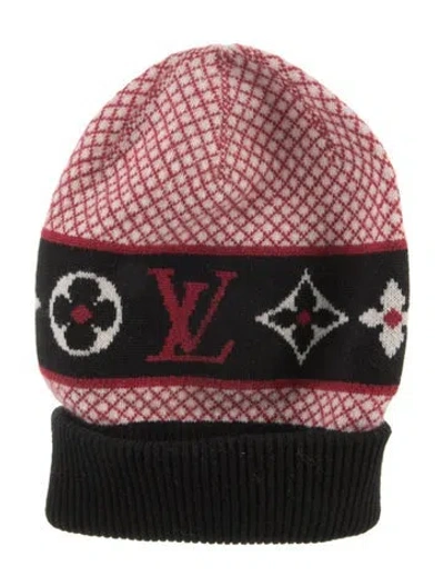 Pre-owned Louis Vuitton Cashmere Knit Pattern Beanie Hat In Black