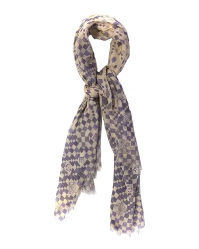 Pre-owned Louis Vuitton Cashmere Monogram Damier Scarf (authentic )