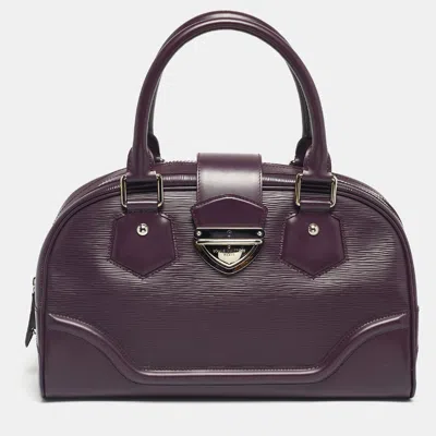 Pre-owned Louis Vuitton Cassis Epi Leather Bowling Montaigne Gm Bag In Purple