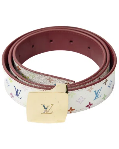 Pre-owned Louis Vuitton Ceinture Belt 90 White/red Multicolore Monogram (authentic Pre-loved)