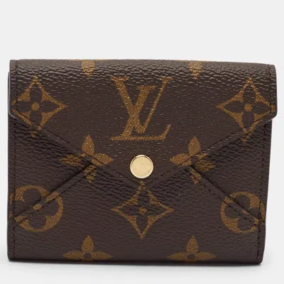 Pre-owned Louis Vuitton Celeste Rose Ballerine Monogram Canvas Trifold Wallet In Brown