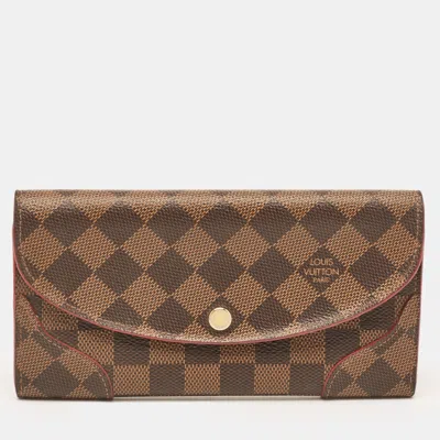 Pre-owned Louis Vuitton Cerise Damier Ebene Canvas Caissa Wallet In Brown
