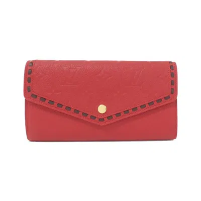 Pre-owned Louis Vuitton Cerise Leather Long Wallet (bi-fold) () In Pink