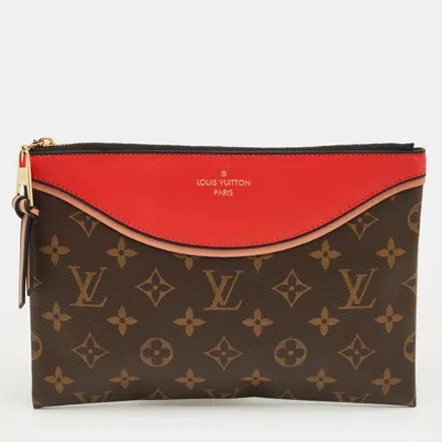 Pre-owned Louis Vuitton Cerise Monogram Canvas And Leather Tuileries Pochette In Red