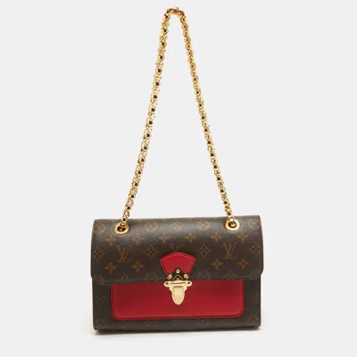 Pre-owned Louis Vuitton Cerise Monogram Canvas And Leather Victoire Bag In Red