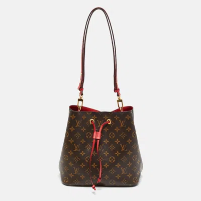 Pre-owned Louis Vuitton Cerise Monogram Canvas Neonoe Mm Bag In Red