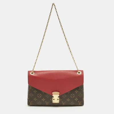 Pre-owned Louis Vuitton Cerise Monogram Canvas Pallas Chain Bag In Red