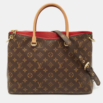 Pre-owned Louis Vuitton Cerise Monogram Canvas Pallas Mm Bag In Brown
