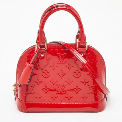 Pre-owned Louis Vuitton Cerise Monogram Vernis Alma Bb Bag In Red