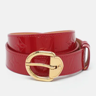 Pre-owned Louis Vuitton Cerise Monogram Vernis Belt 80cm In Red