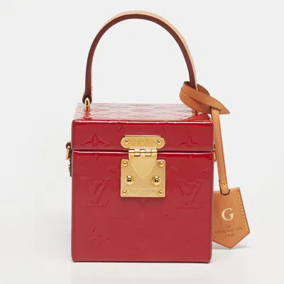 Pre-owned Louis Vuitton Cerise Monogram Vernis Bleecker Box Bag In Red