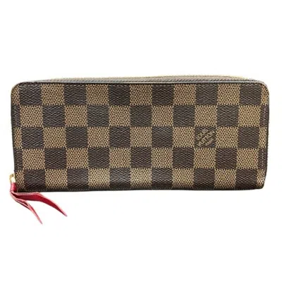Pre-owned Louis Vuitton Cerise Red Color Damier Canvas Long Wallet (bi-fold) ()
