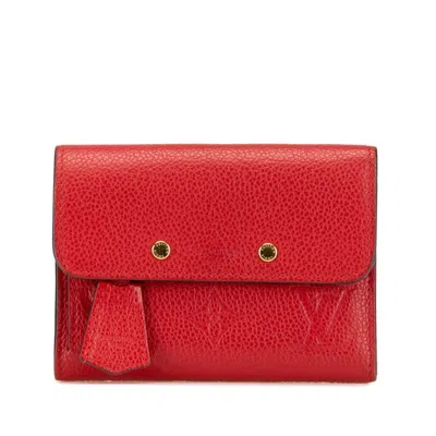 Pre-owned Louis Vuitton Cerise Red Color Leather Wallet (tri-fold) ()