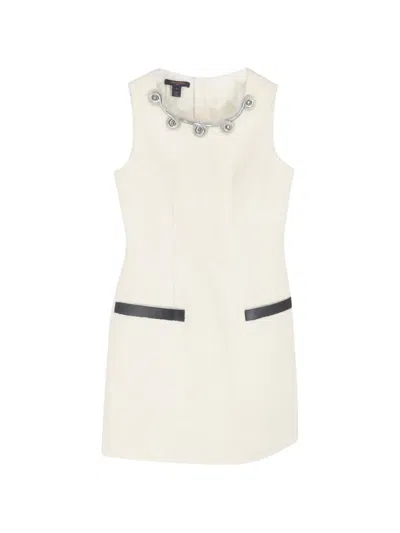 Pre-owned Louis Vuitton Chain-embellished Dress In White