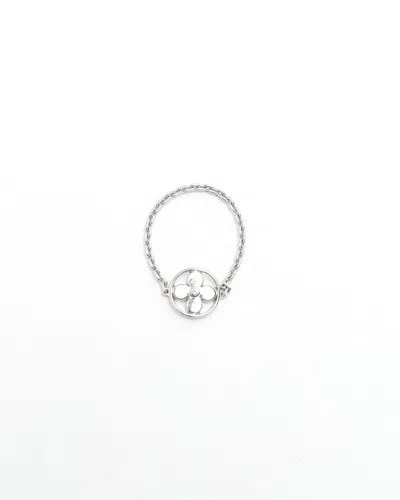Pre-owned Louis Vuitton Chain Idylle Blossom Diamond 18kt White Gold Ring In Silver