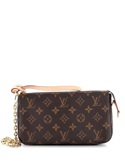 Pre-owned Louis Vuitton Chain Pochette Accessoires Nm Monogram Canvas Shoulder Bag In Brown
