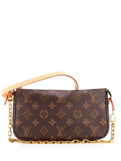 Pre-owned Louis Vuitton Chain Pochette Accessoires Nm Monogram Canvas Shoulder Bag In Brown