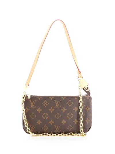 Pre-owned Louis Vuitton Chain Pochette Accessoires Nm Monogram Canvas Shoulder Bag In Brown