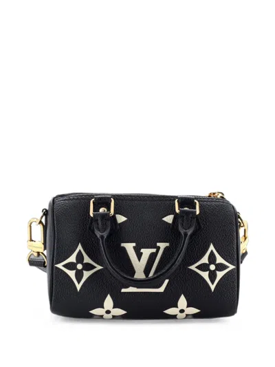 Pre-owned Louis Vuitton Chain Speedy Bandouliere Nm Bag Bicolor Monogram Empreinte Giant Nano Shoulder Bag In Black