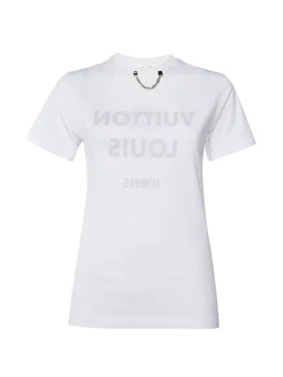 Pre-owned Louis Vuitton Chain-detail Logo-print T-shirt In White