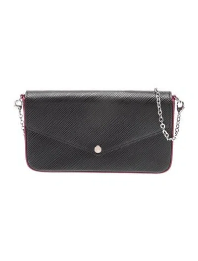 Pre-owned Louis Vuitton Chain-link Pochette Félicie In Black