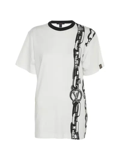 Pre-owned Louis Vuitton Chain-print T-shirt In White