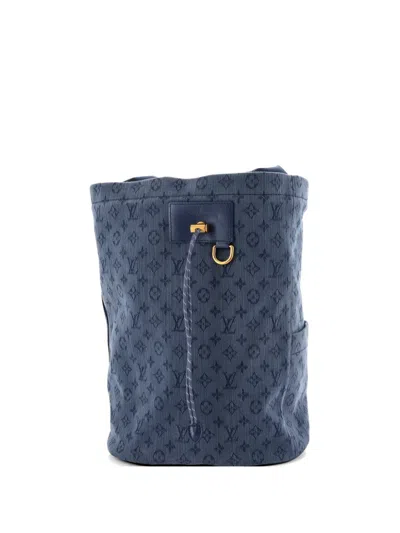 Pre-owned Louis Vuitton Chalk Monogram Denim Backpack In Blue