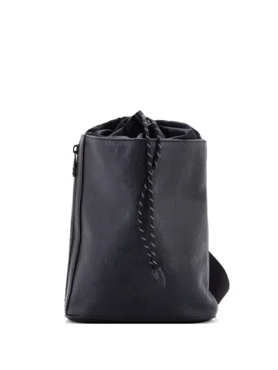 Pre-owned Louis Vuitton Chalk Sling Bag Monogram Shadow Leather Backpack In Black