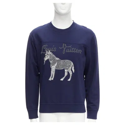 Pre-owned Louis Vuitton Chapman Brothers Navy Cotton Lv Logo Horse Embroidery Sweater M In Blue
