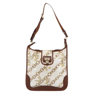 Pre-owned Louis Vuitton Charms Musette Handbag Pvc Over Printed Silk White Plastic Shoulder Bag Bag (