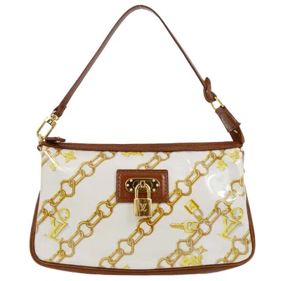 Pre-owned Louis Vuitton Charms Pochette Pvc Over Printed Silk Brown Leather Clutche & Pouche Bag ()