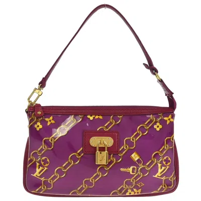 Pre-owned Louis Vuitton Charms Pochette Pvc Over Printed Silk Pink Pvc Clutche & Pouche Bag ()