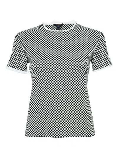 Pre-owned Louis Vuitton Check-pattern Knitted Top In Black