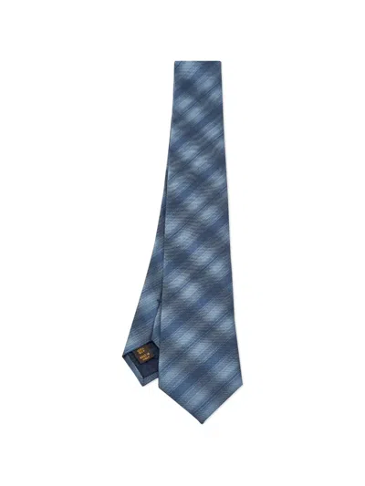 Pre-owned Louis Vuitton Checked Silk Tie In Blue