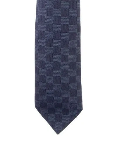 Pre-owned Louis Vuitton Checkered Neck Tie In Blue