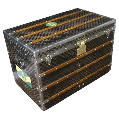 Pre-owned Louis Vuitton Checkers  Trunk, 85 Cm Damiers  Steamer Trunk In Brown