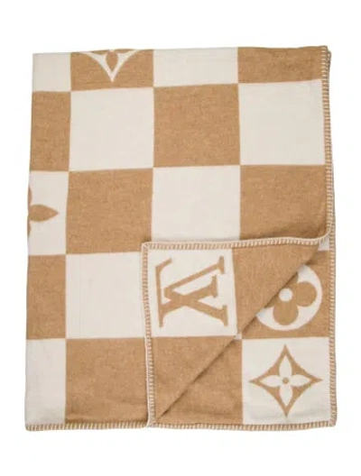 Pre-owned Louis Vuitton Checkmate Throw Blanket In Neutral