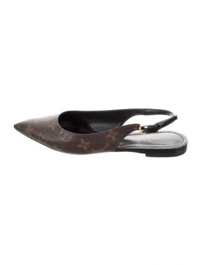 Pre-owned Louis Vuitton Cherie Lv Monogram Slingback Flats In Brown
