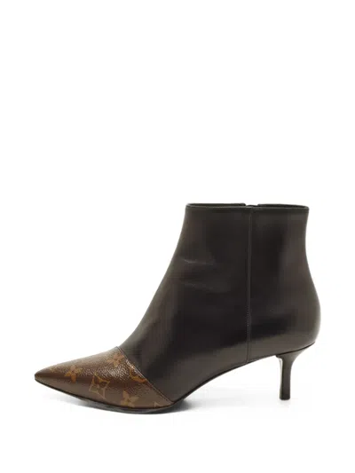 Pre-owned Louis Vuitton Chérie Monogram Ankle Boots In Black