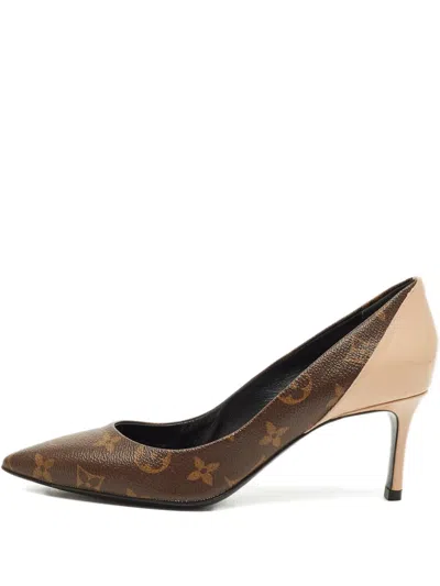 Pre-owned Louis Vuitton Chérie Monogram-canvas Pumps In Brown