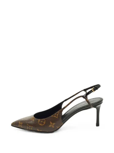 Pre-owned Louis Vuitton Chérie Monogram Slingback Pumps In Brown
