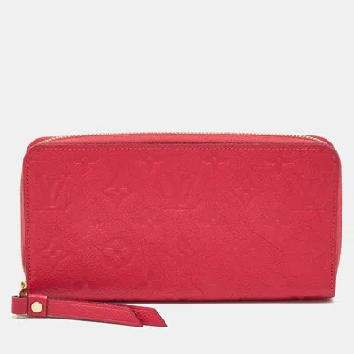 Pre-owned Louis Vuitton Cherry Monogram Empreinte Leather Zippy Wallet In Pink